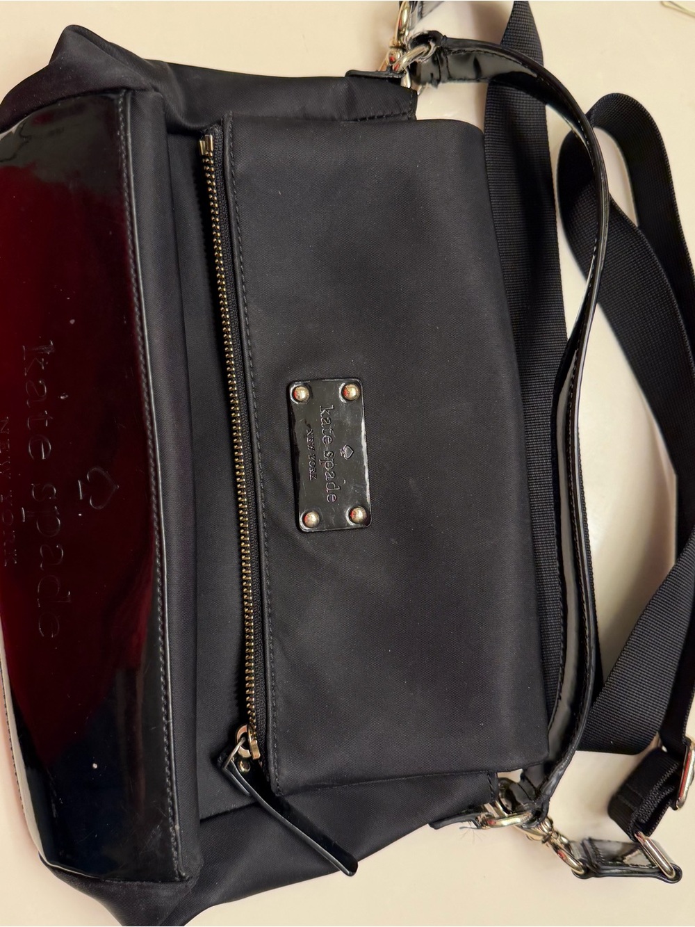 kate spade Black Nylon and Patent Leather Crossbody Bag